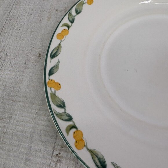 Julie Pople Avon COUNTRY FRUIT COLLECTION Porcelain Lemon Rim Saucers Set of 7 - Picture 13 of 16